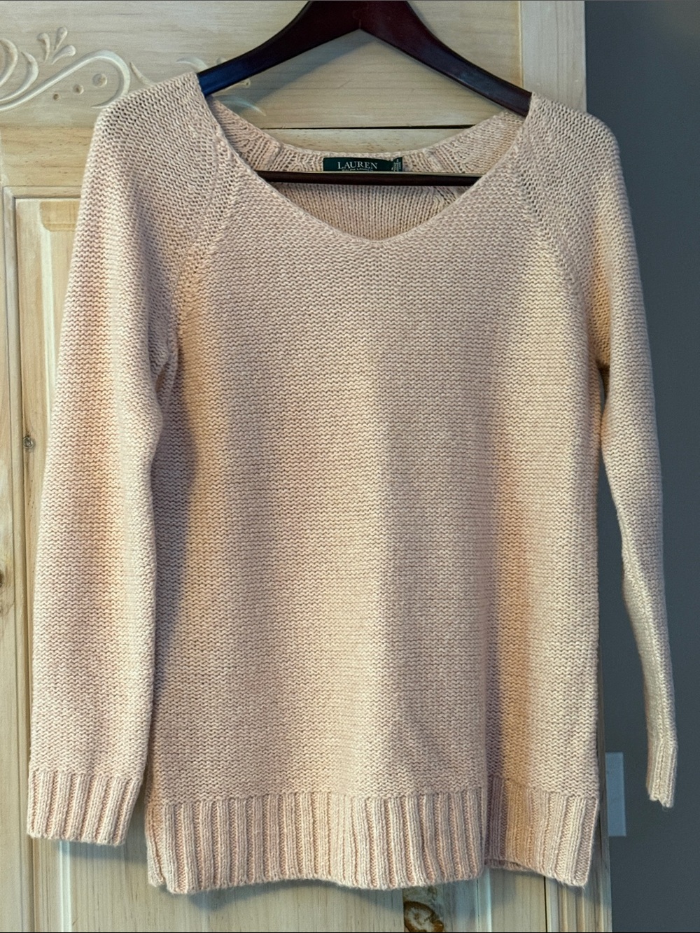 Lauren Ralph Lauren Women's soft pink in V-Neck cotton blend Sweater